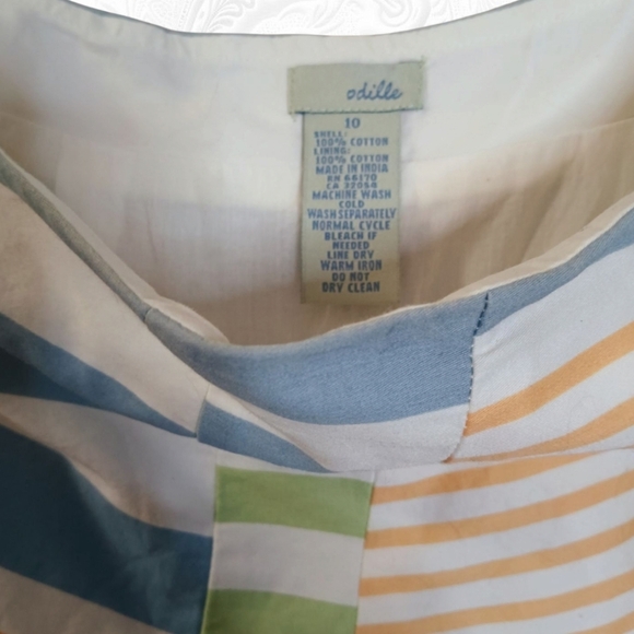 Anthropologie O'dille Abstract Pastel Striped Cotton Skirt - Picture 2 of 3
